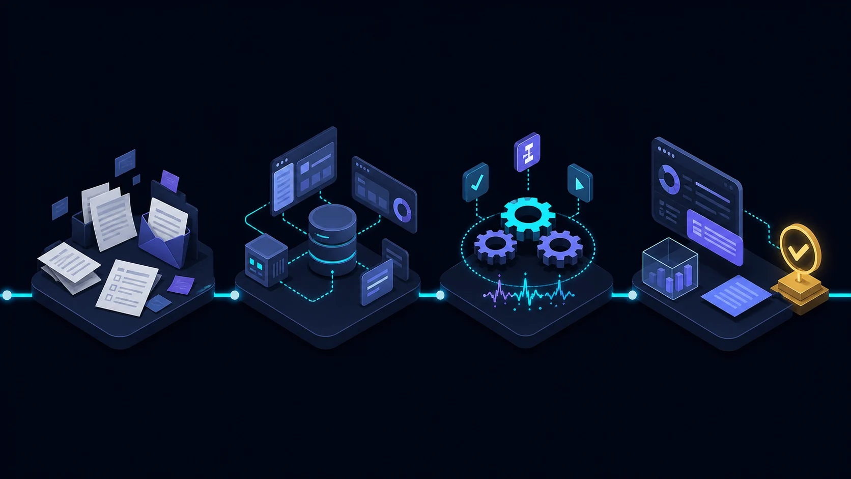 Evolución de un proceso empresarial desde documentos manuales hasta sistemas conectados, automatización e inteligencia artificial supervisada